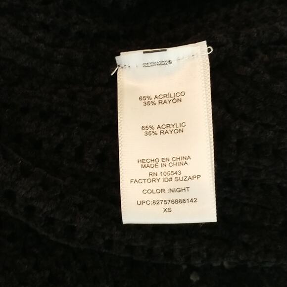 Elie Tahari Open Knit Sweater Women's Sz XS Black Sheer Spilt  Back Pullover Top - Picture 14 of 15